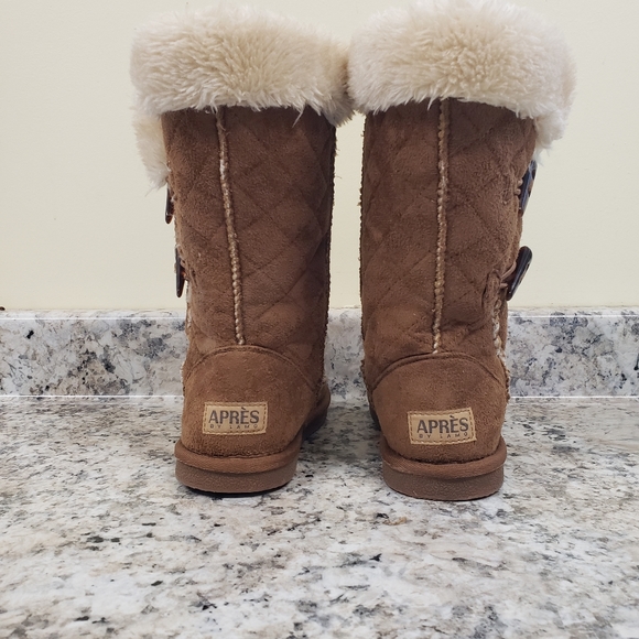 Apres by Lamo Faux Suede Buckskin Faux Fur Boots Girl's Size 1Y - Picture 3 of 16